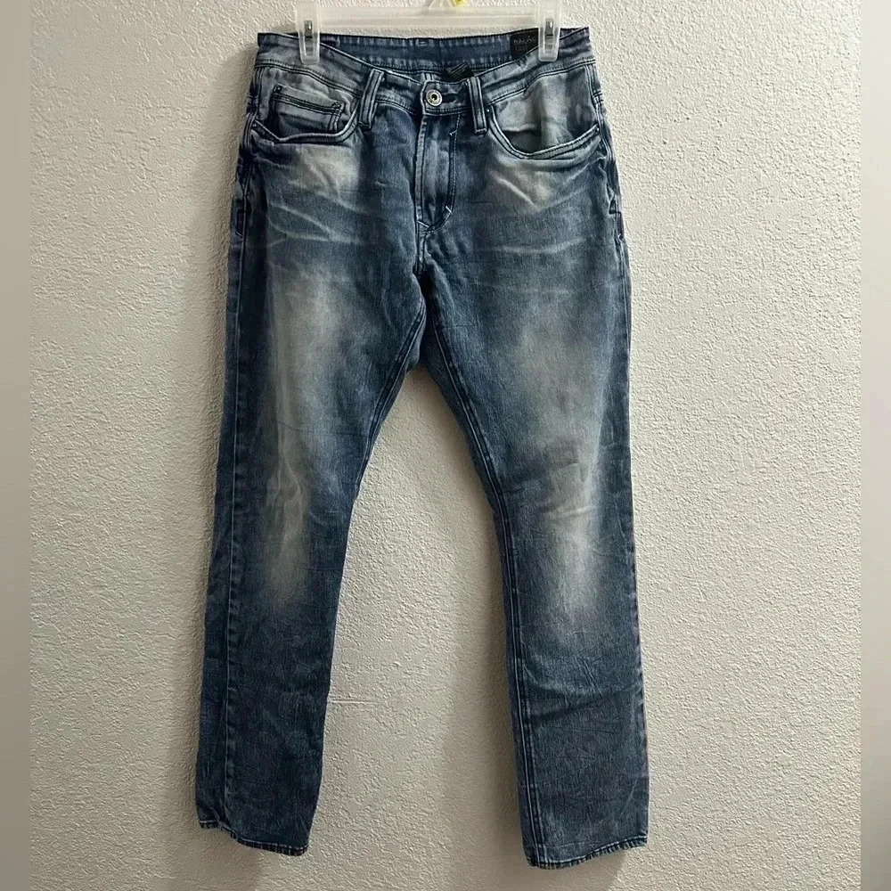 Buffalo David Bitton Jeans Mens 36x30 Blue Ash-X Skinny Stretch Denim Distressed